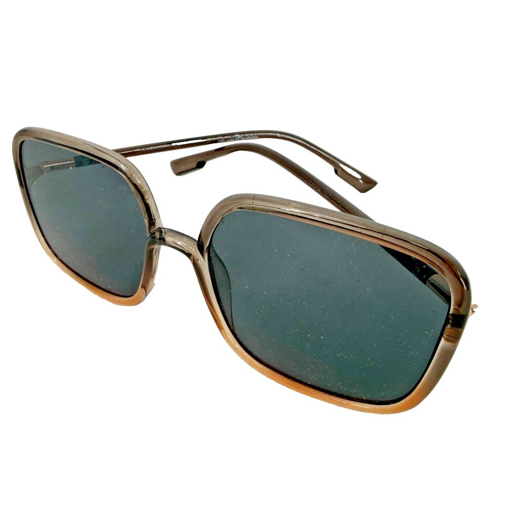 Renato 80's Oversized Square Sunglasses Two Tone Brown Frame Dark Tinted Lenses